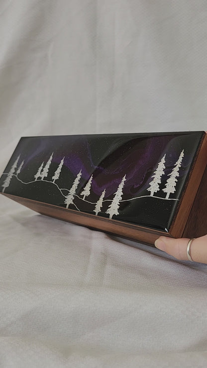 Aurora Inspired Tea Box (Purple sky silver trees)